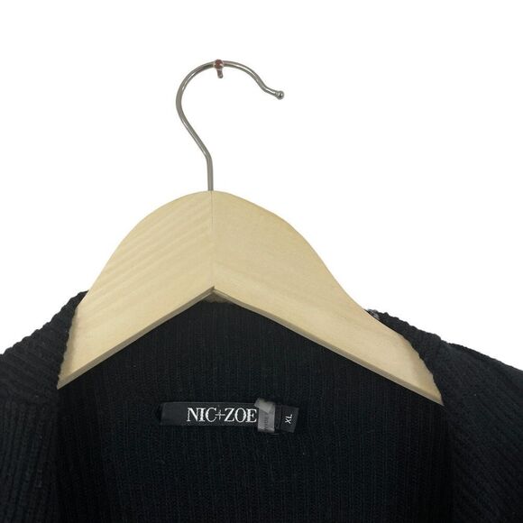 Nic+Zoe X-Large Cardigan Duster Sweater Black Open Front Long Sleeve Womens - Picture 3 of 8